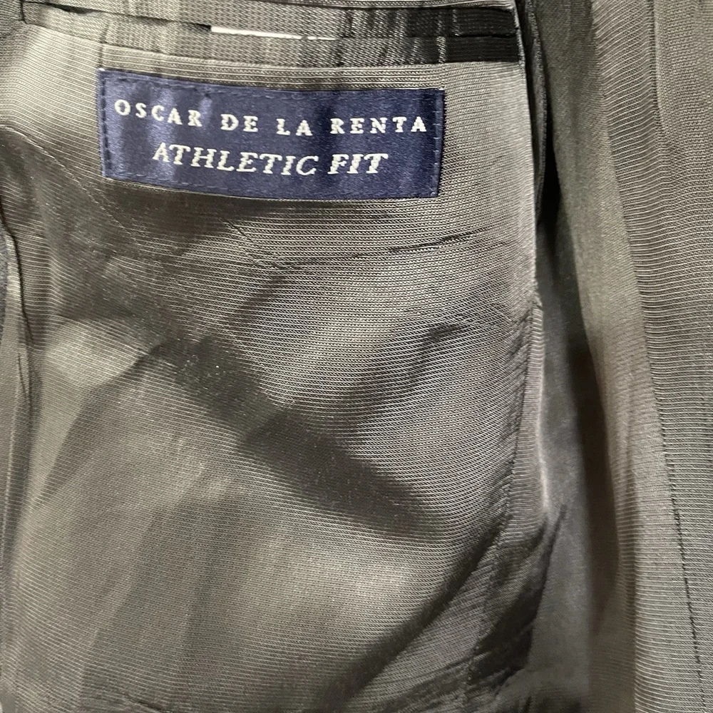 Oscar De LA Renta Blazer 42S Mens Gray 100% Wool Formal Athletic Fit Notch Lapel